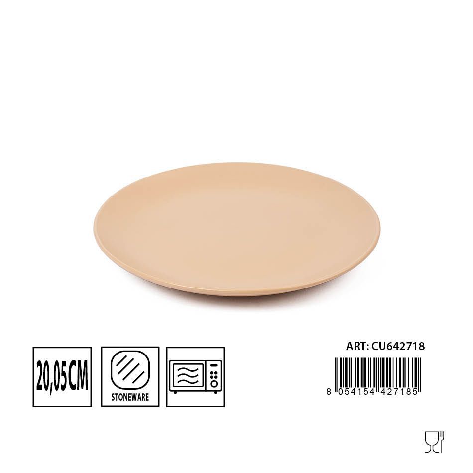 Plato de cerámica arena mate 20 cm - Cerámica decorativa