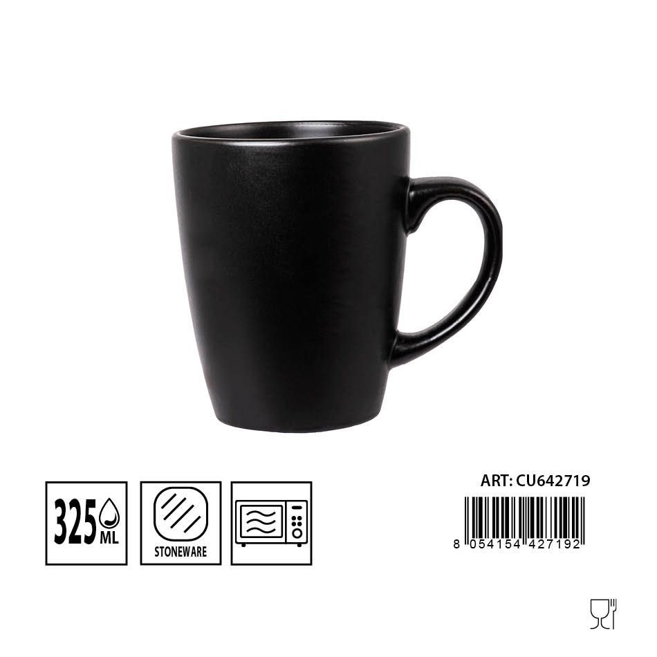 Taza mug negro 325ml mate para bebidas