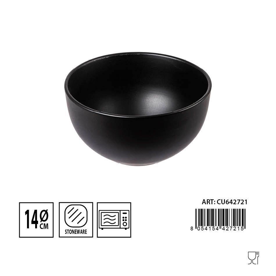 Cuenco negro mate de cerámica 14cm