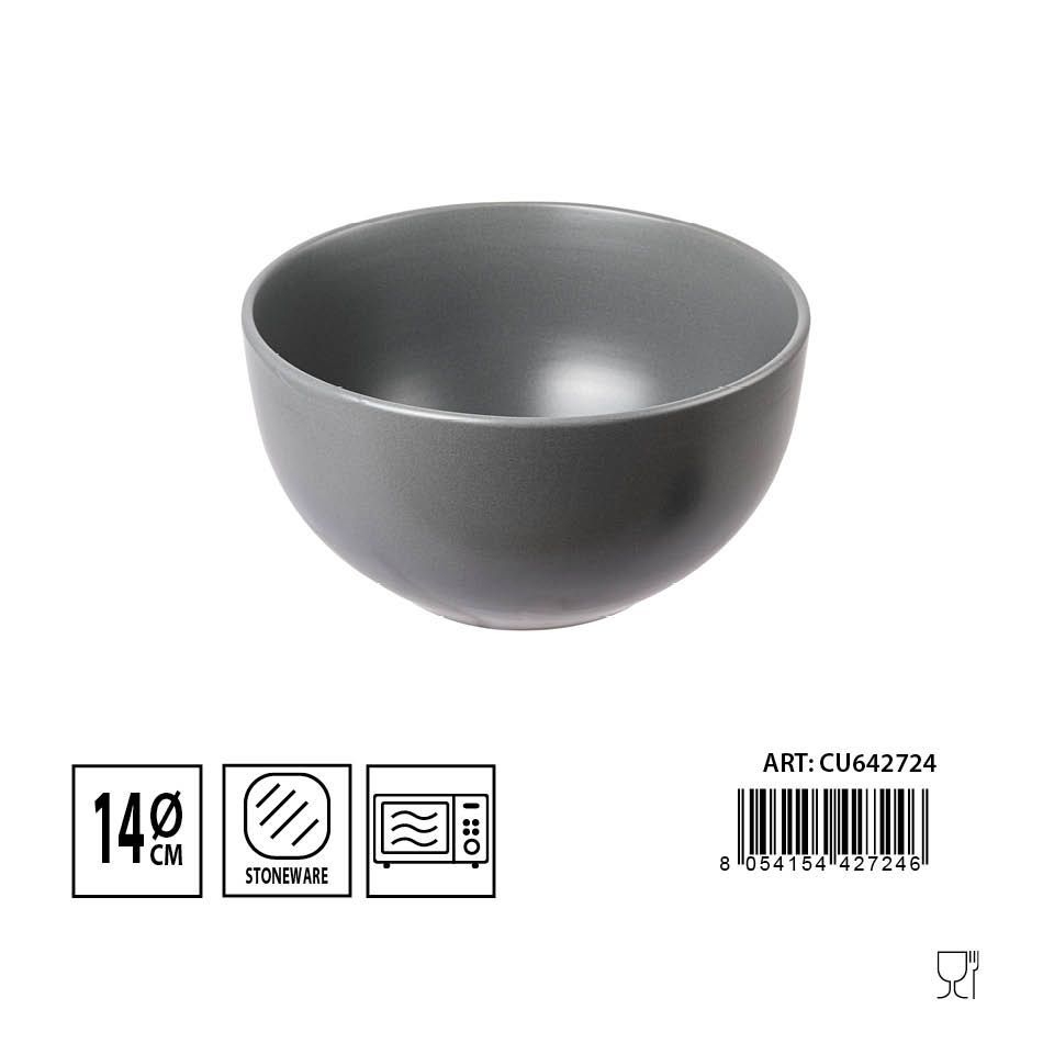 Cuenco de cerámica gris mate 14cm para cocina