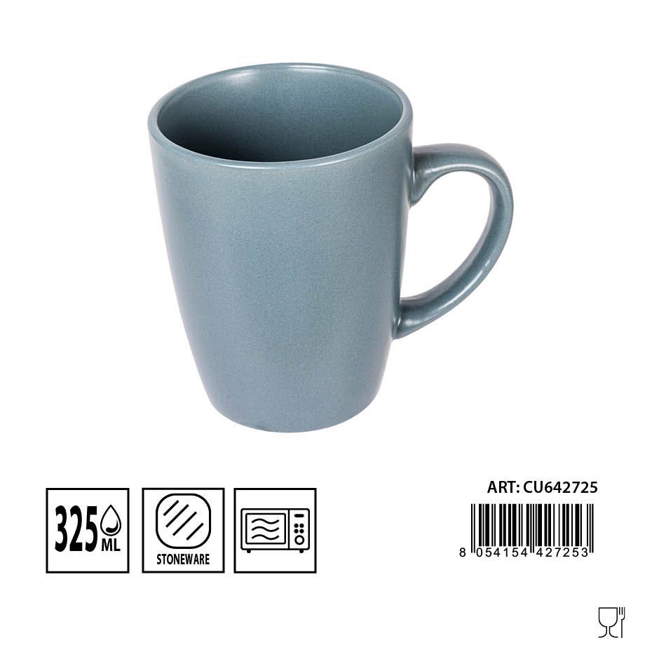 Taza mug de cerámica azul 325ml mate