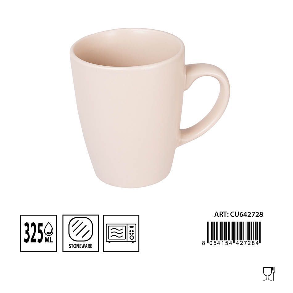 Taza mug beige 325ml para desayuno