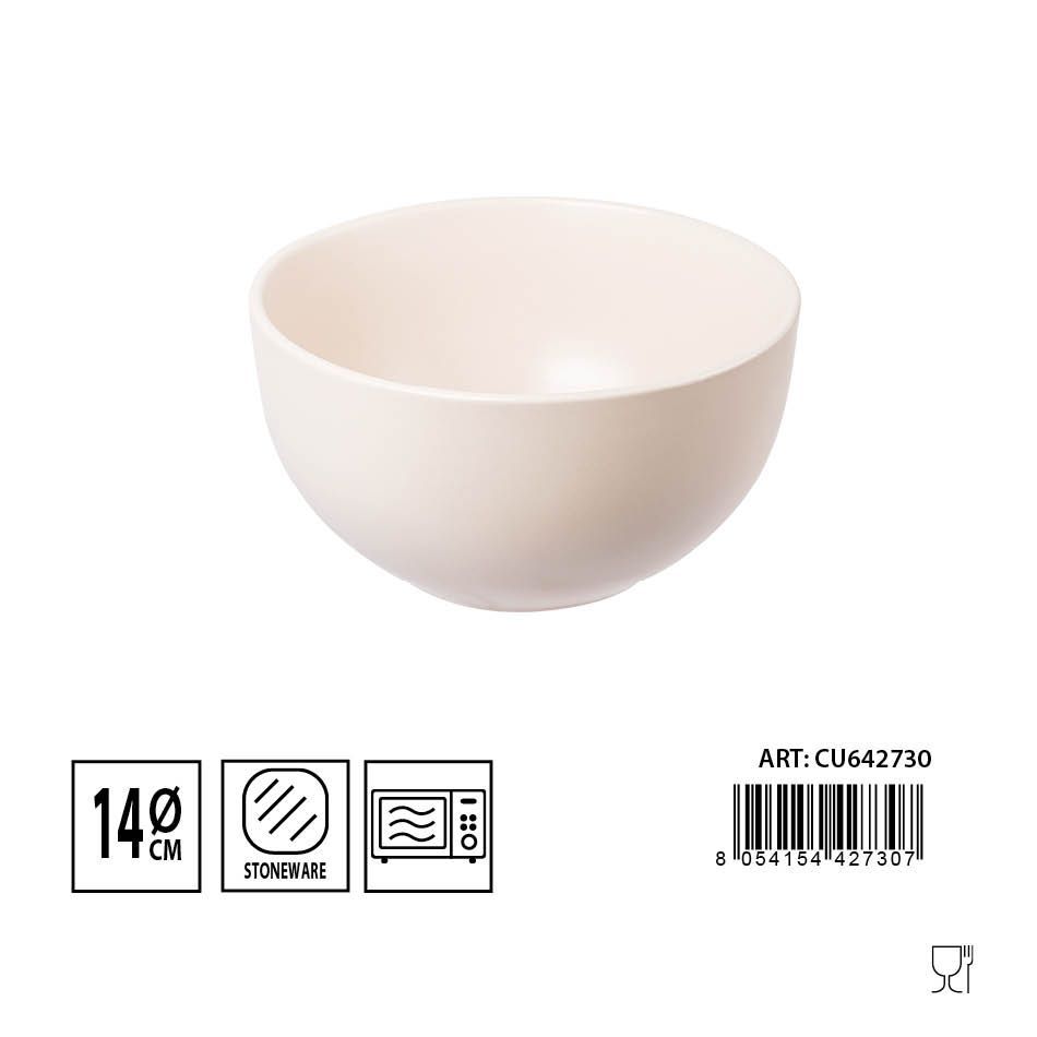 Cuenco beige de cerámica 14cm para desayuno y cereales