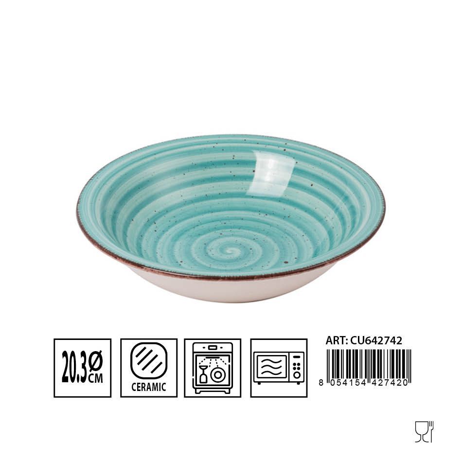 Plato hondo de cerámica azul claro 20.3cm L/Summer para servicio de mesa