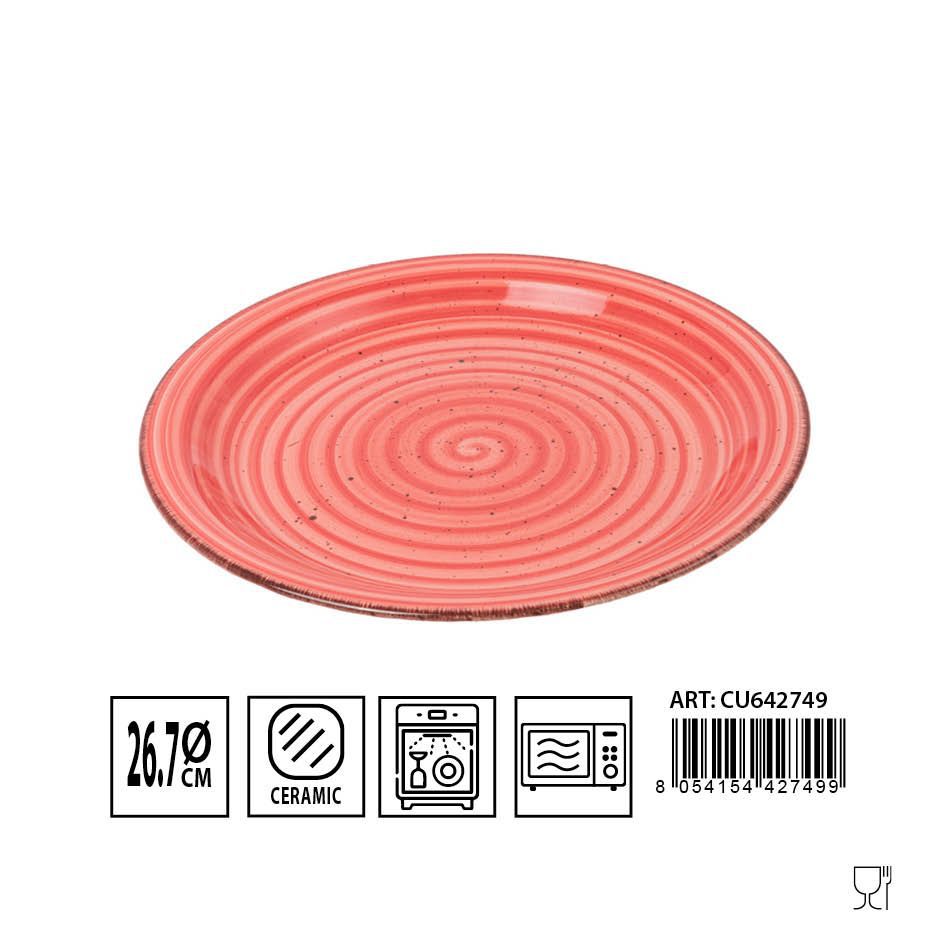 Plato plano 26.7cm rojo para cocina