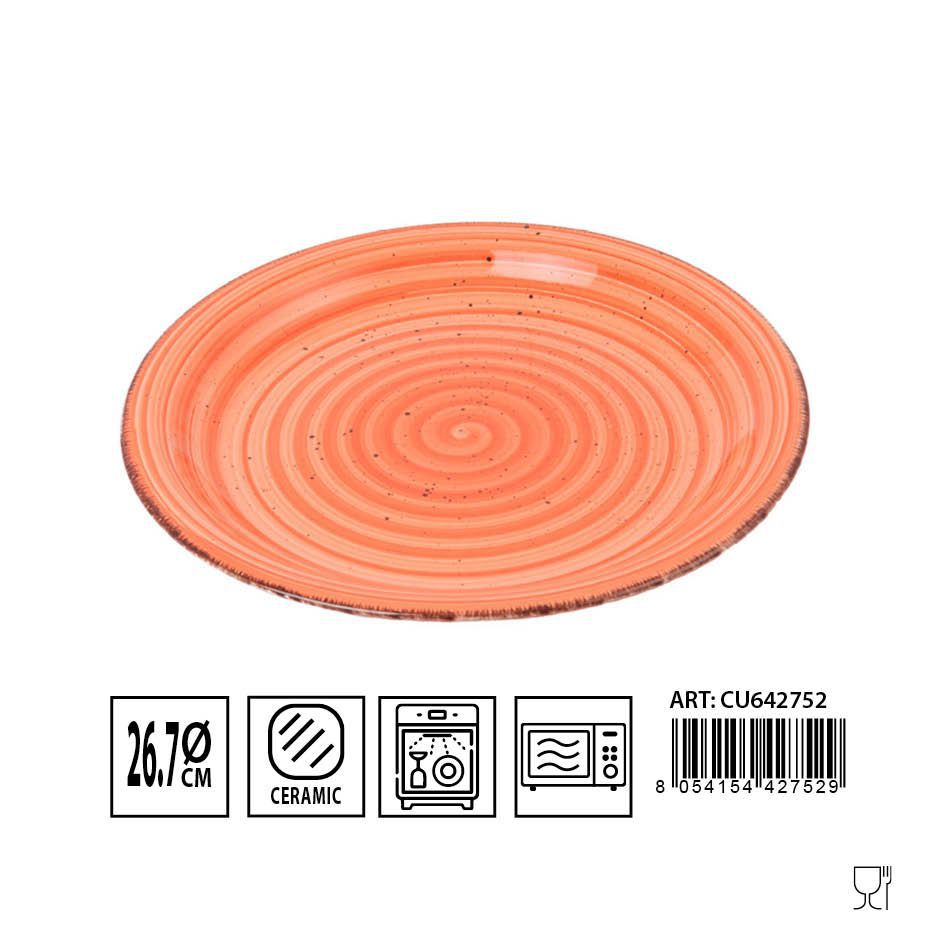 Plato plano 26.7cm anaranjado para vajilla de cocina