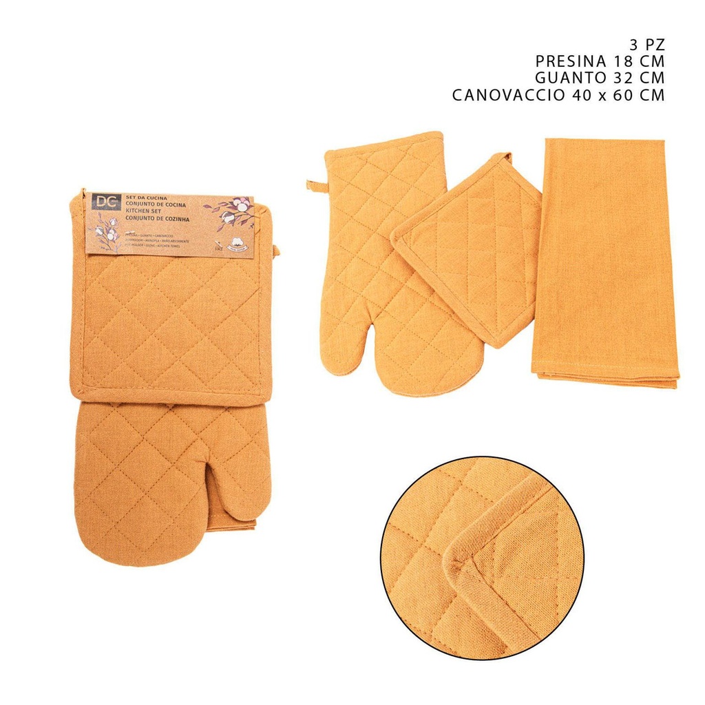 Juego de agarrador de cocina/manopla/paño absorbente 3pz - Utensilios de cocina