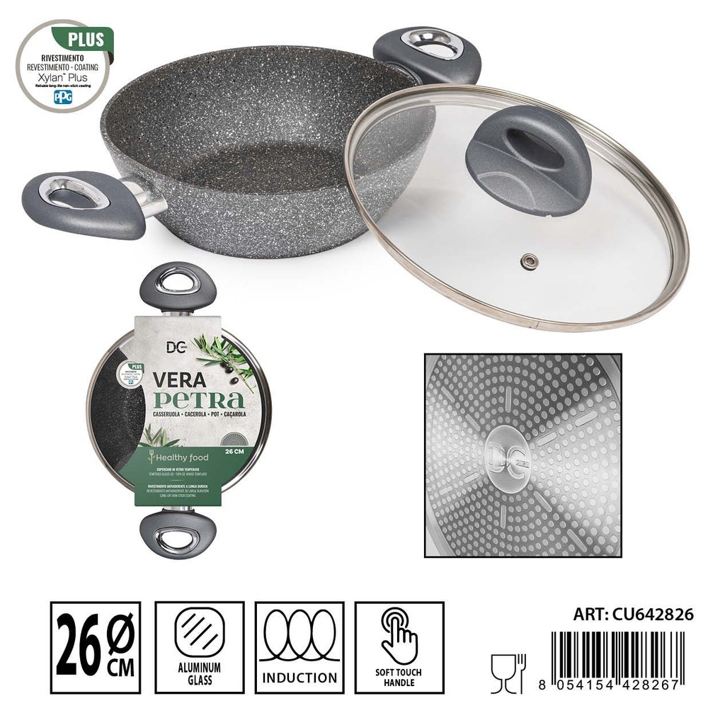 Cazuela de inducción con tapa 26 cm - Utensilios de cocina