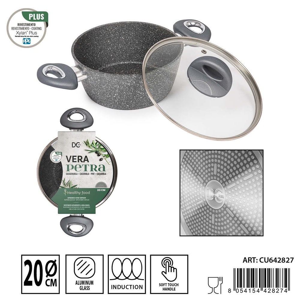Olla de inducción Vera Petra con tapa 20 cm - Olla y sartén
