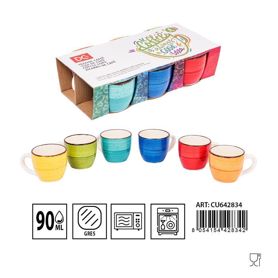 Taza de café de cerámica 90ml 6pcs