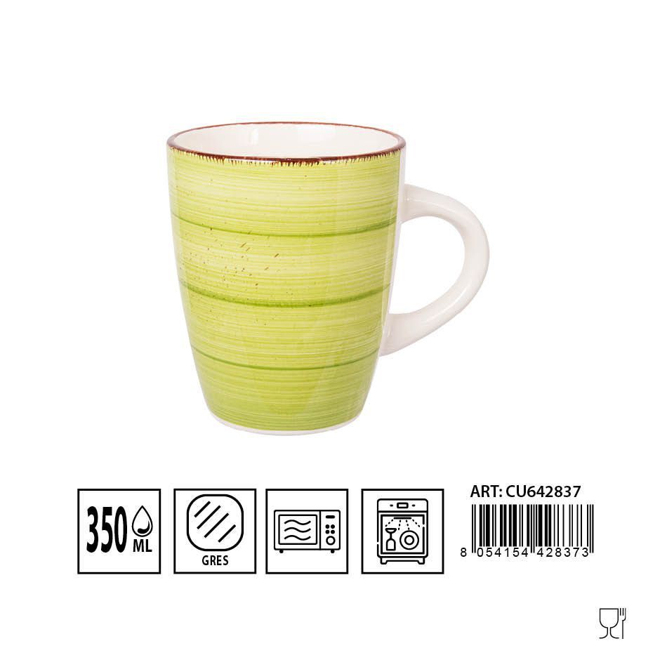 Taza mug verde 350ml D8.5x10.5cm para café y té