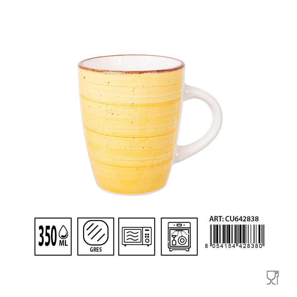 Mug cerámica 350ml amarillo para bebidas calientes