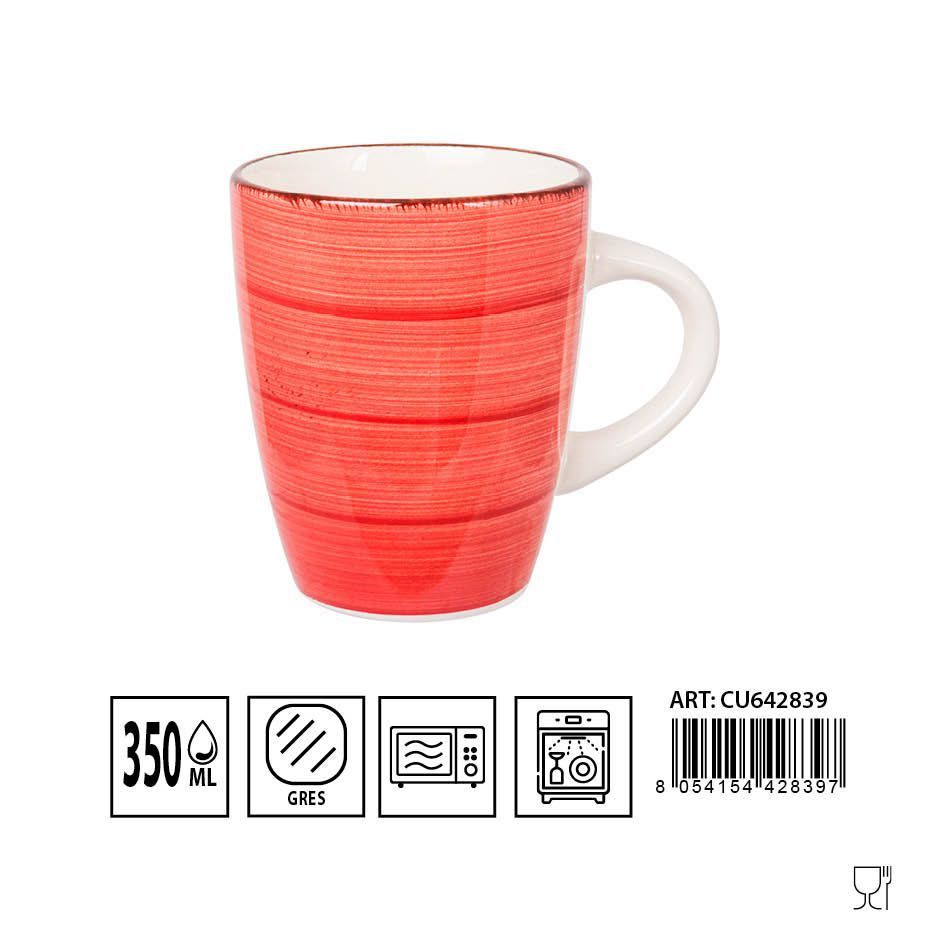 Taza mug 350ml azul d8,5x10,5cm rojo para bebidas