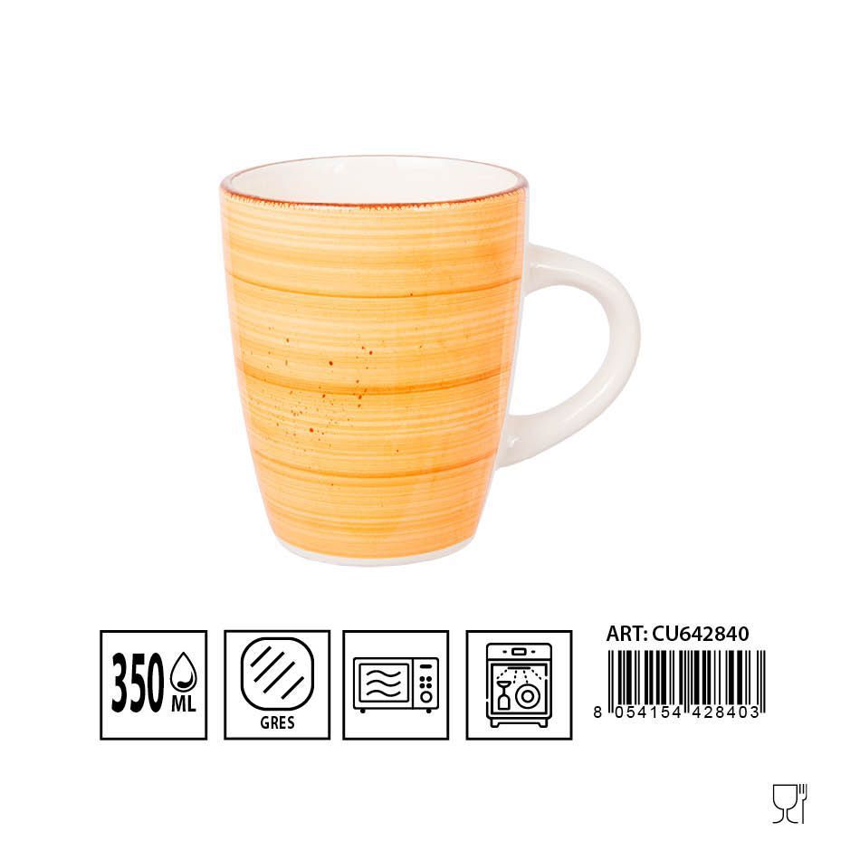 Taza mug anaranjada 350ml D8.5x10.5cm para bebidas calientes