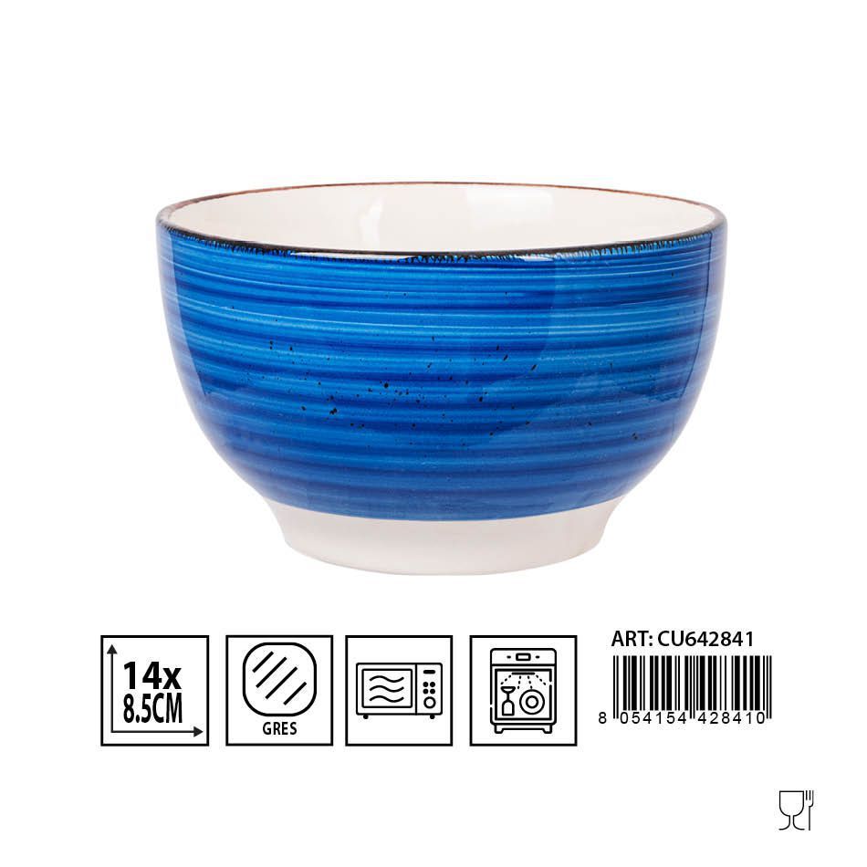 Cuenco de cerámica azul D14x8.5cm para cocina y vajilla