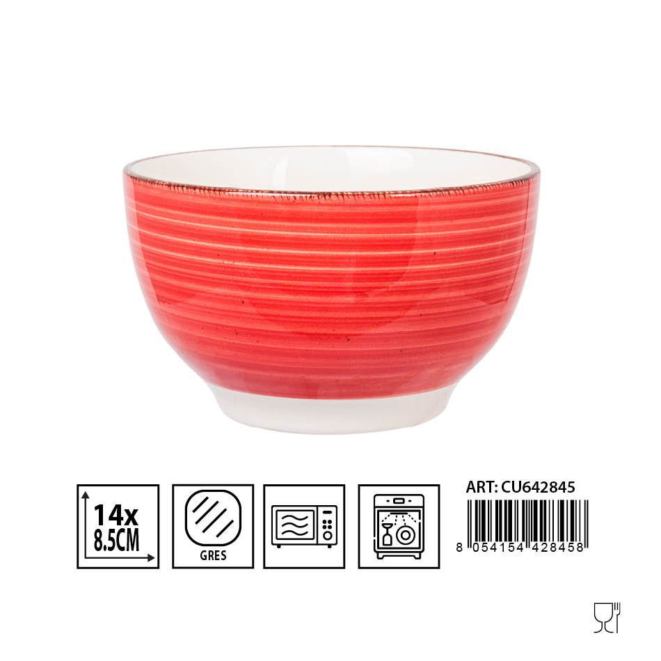 Cuenco de cerámica rojo D14x8.5cm para alimentos