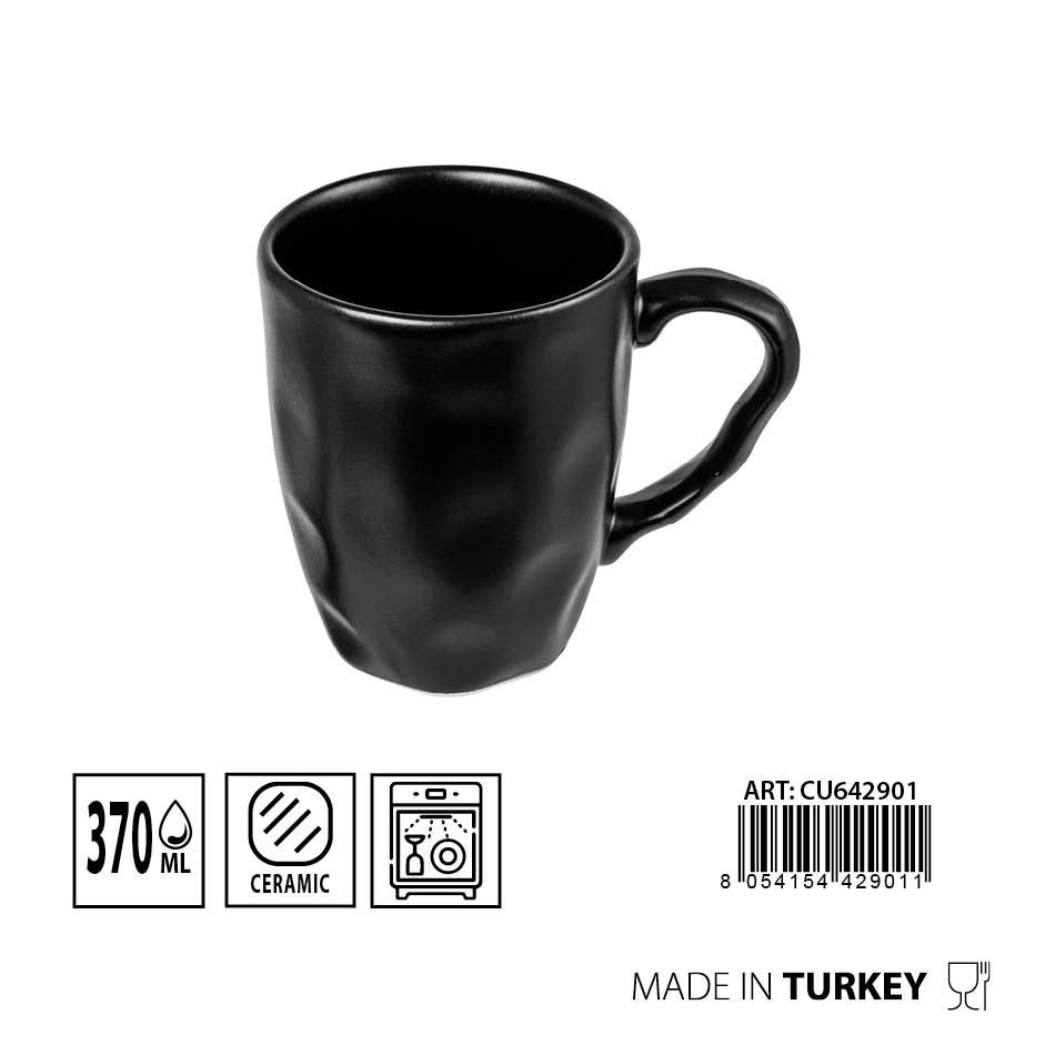 Taza orgánica 370ml D8.8 H10.7cm negra para bebidas