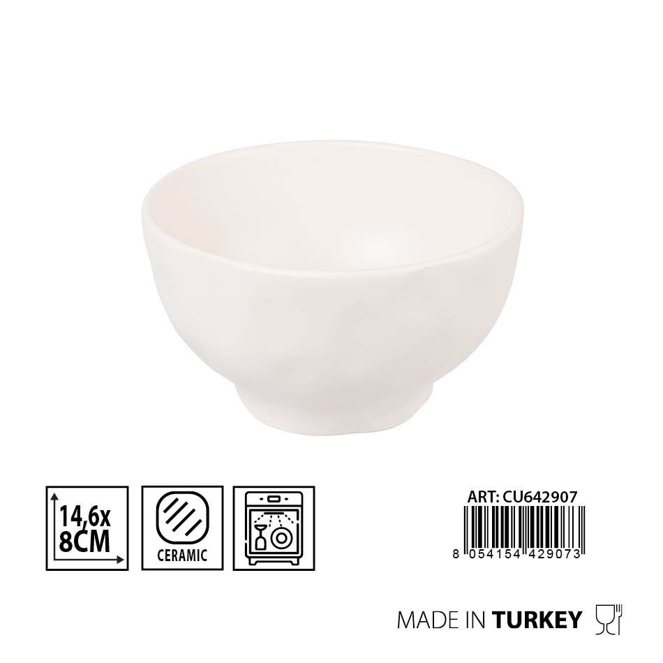 Cuenco orgánico blanco D14.6 H8cm para vajilla y cocina