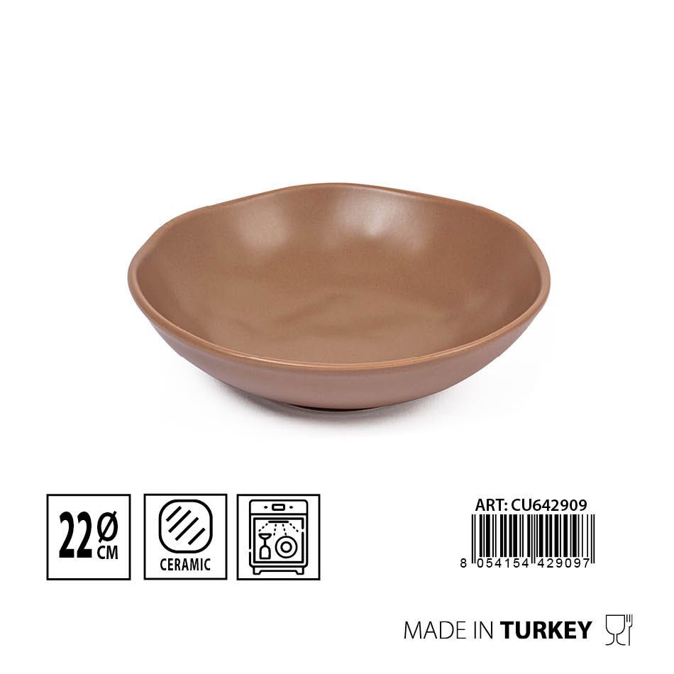 Plato hondo orgánico beige 22cm para cocina