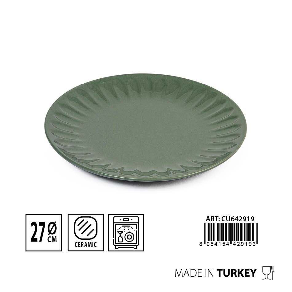 Plato plano Badem 27cm verde para cocina