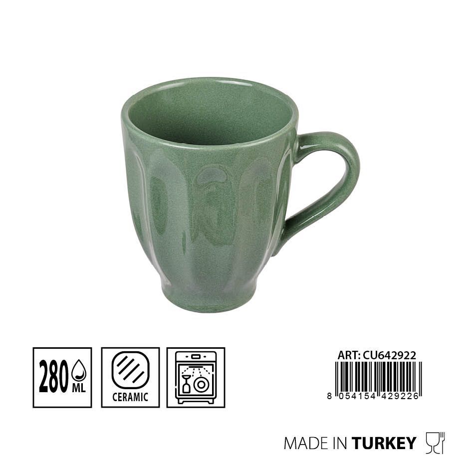 Taza Badem verde 280ml D8.3x10cm para cocina