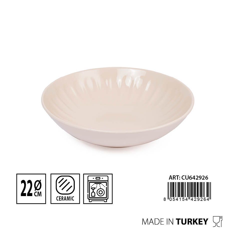 Plato hondo Badem 22 cm crema - Cerámica y vajilla
