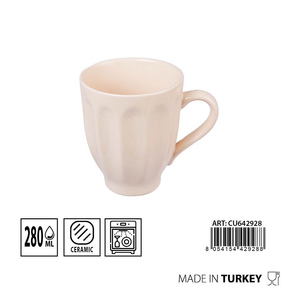 Taza Badem cerámica 280ml D8.3x10cm crema