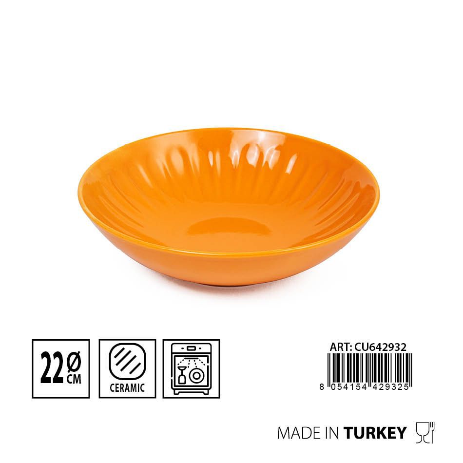 Plato hondo Badem 22 cm amarillo - Cerámica y vajilla