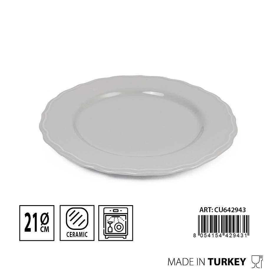 Plato plano Julieta 21 cm gris claro - Cerámica y vajilla