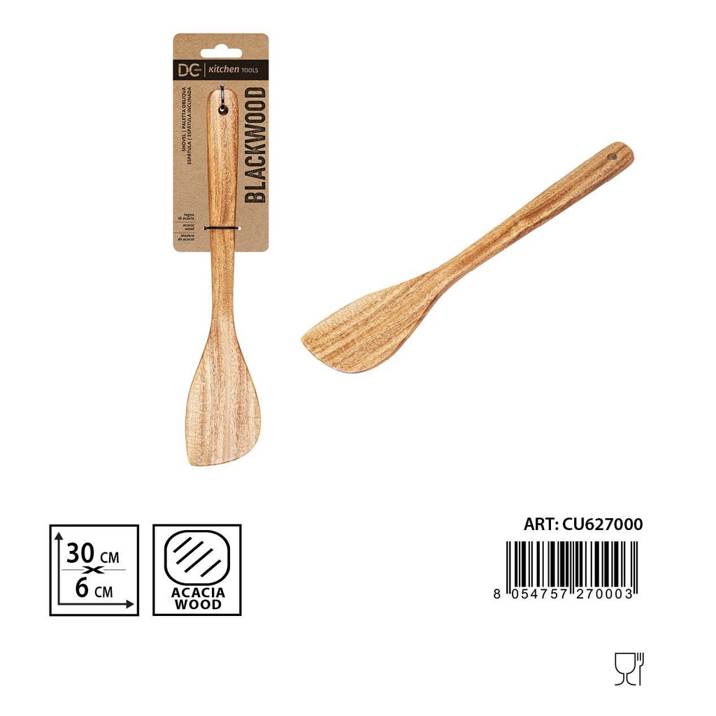 Espátula inclinada de acacia 30X6CM - Utensilios de cocina