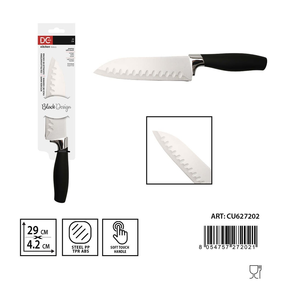 Cuchillo Santoku suave tacto 29x4.2x2.5cm para cocina