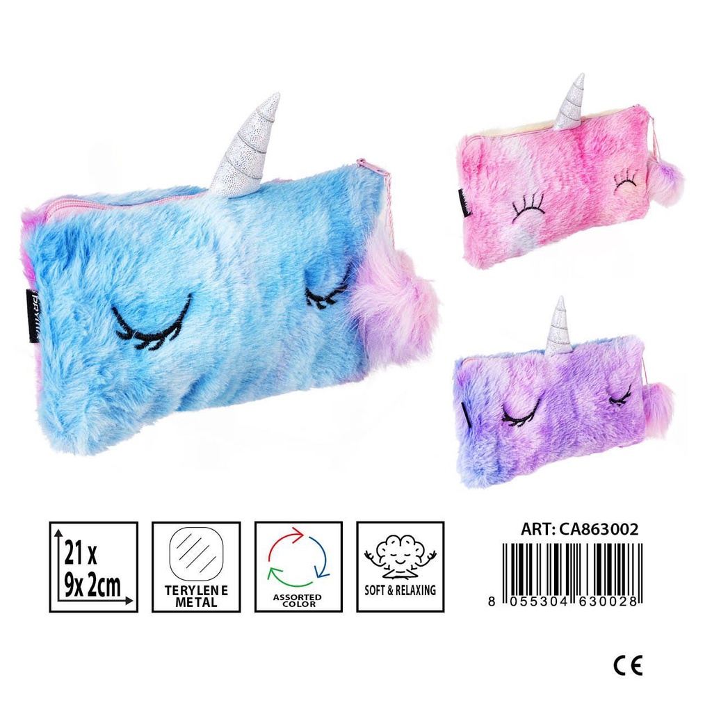 Estuche peluche fluffy 21x9x2cm para material escolar