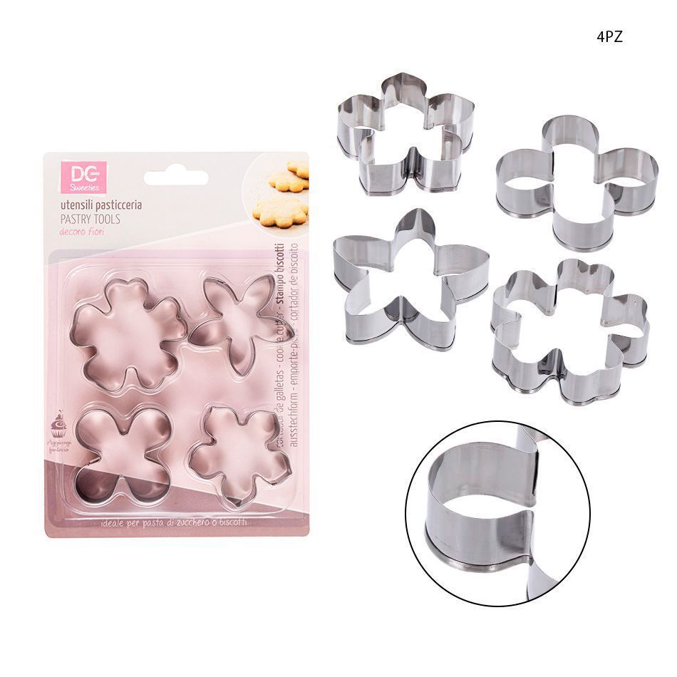 Molde de flores de acero inoxidable 4pz - Utensilios de repostería