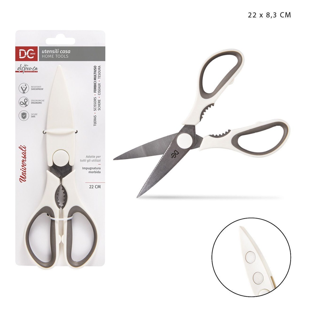 Tijeras multiuso bicolor 22 cm con protector - Herramientas de cocina