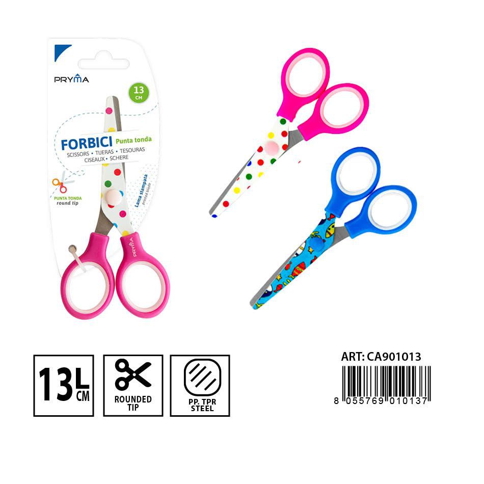 Tijeras con estampado cabeza redonda 13.5CM - Utensilios de papelería