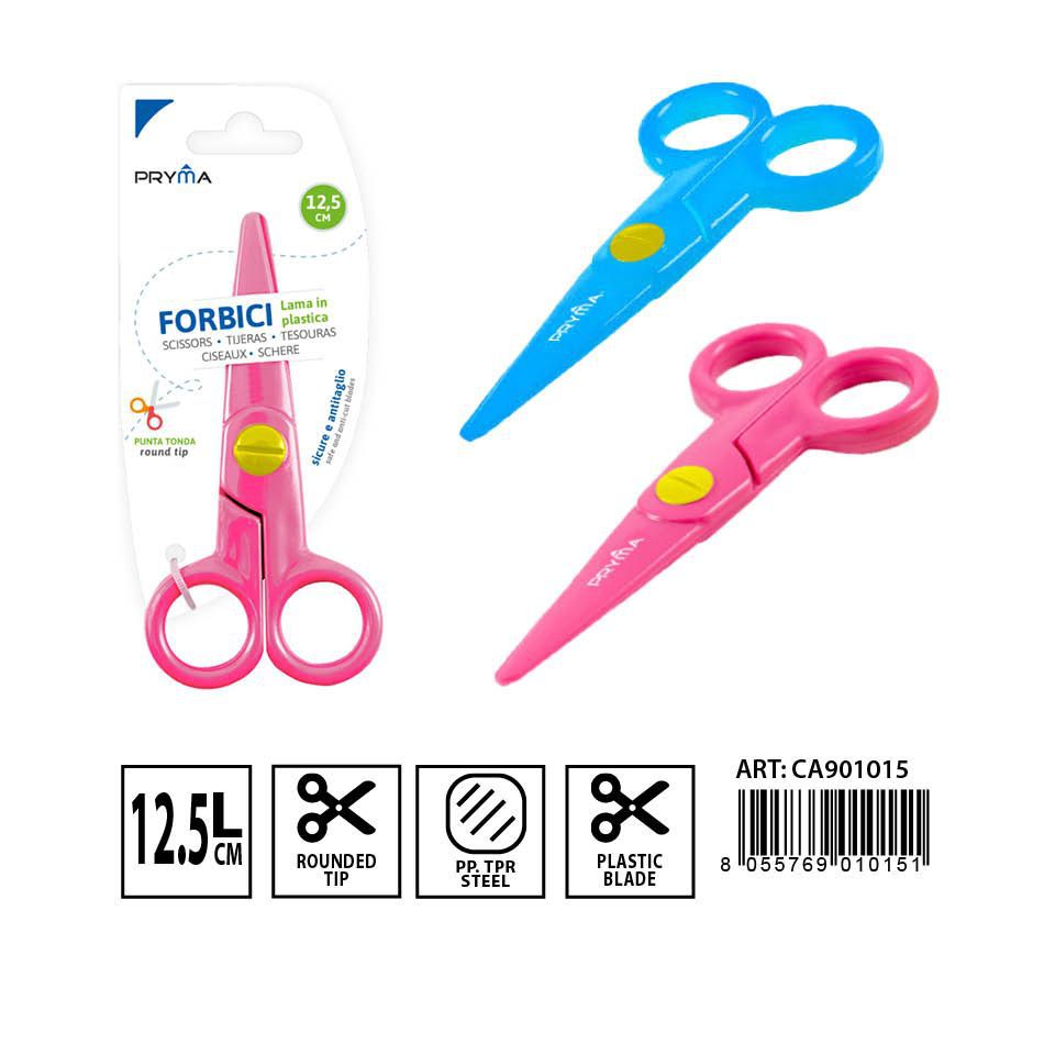 Tijeras de plástico con punta redonda 12.5 cm - Material escolar y papelería