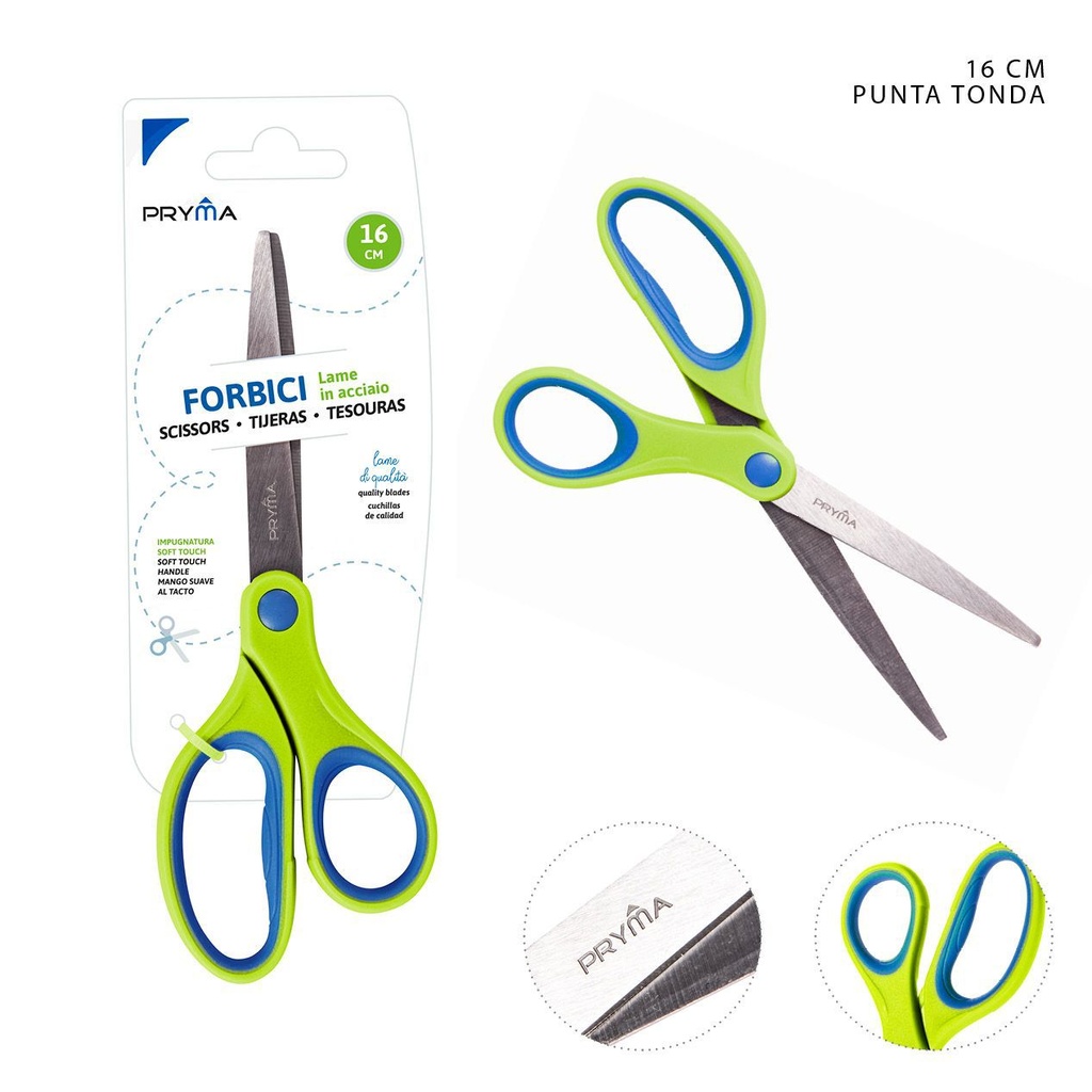 Tijeras soft touch bicolor cabeza redonda 16 cm - Herramientas de papelería