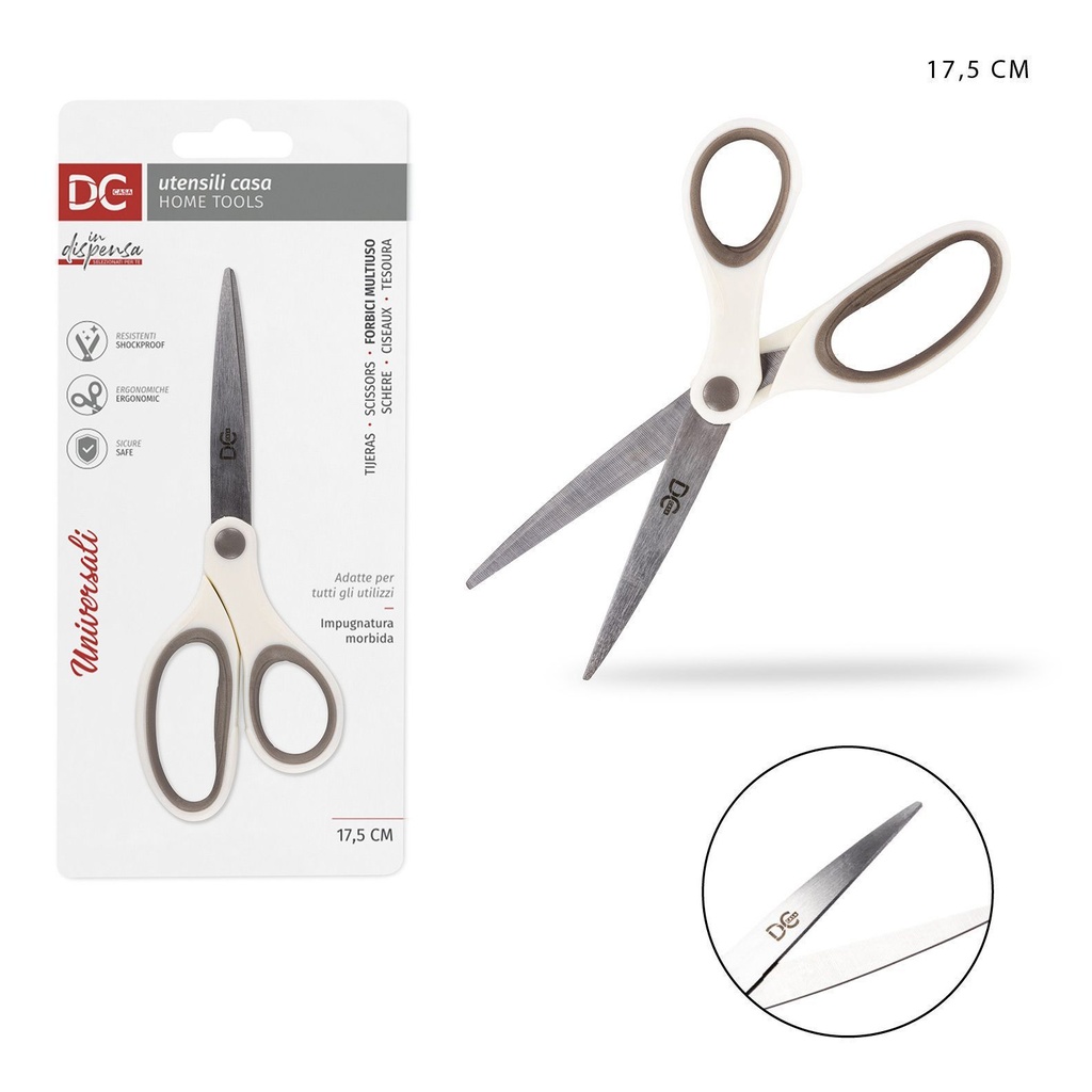 Tijeras multiuso bicolor 17.5cm para cocina y manualidades