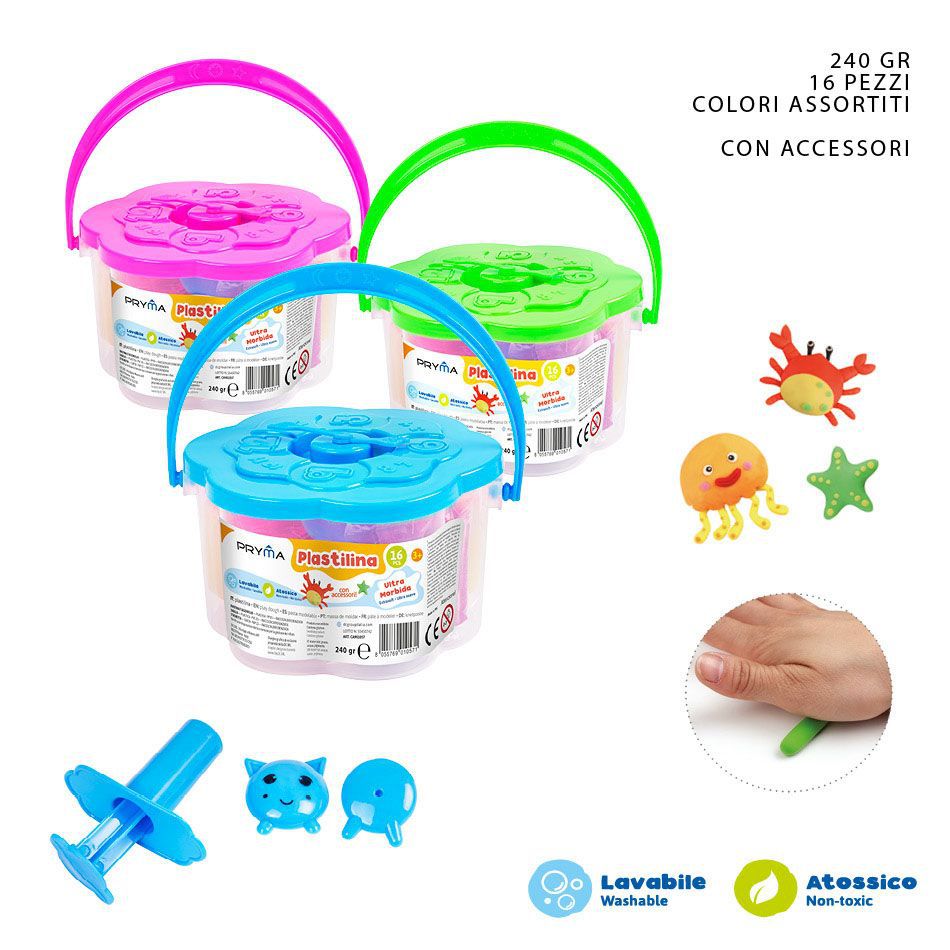 Plastilina 15 g 16 unidades + 4 herramientas - Manualidades