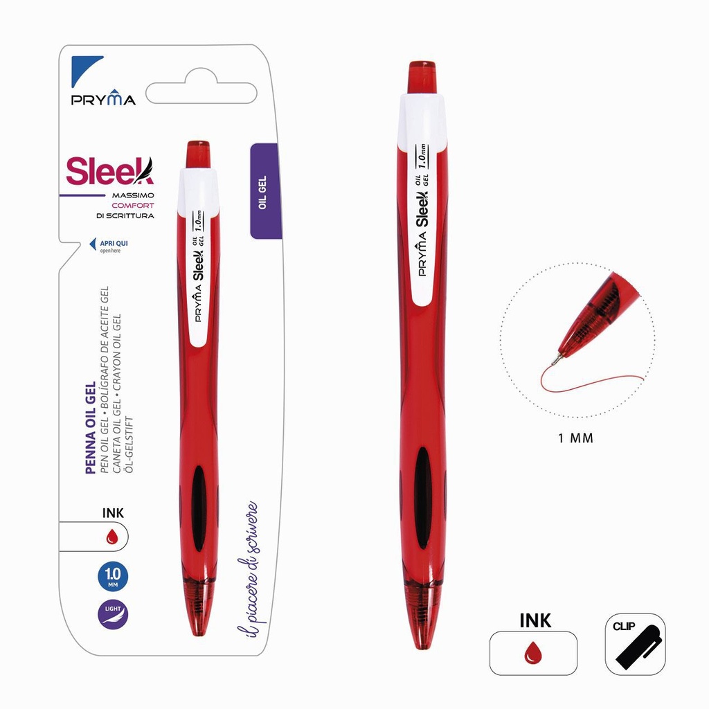 Bolígrafo de clic de gel 1.0mm rojo para escritura