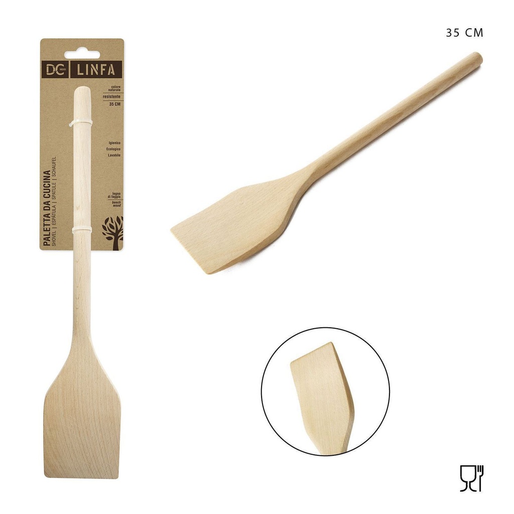 Espátula pala de madera 35x7cm para utensilios de cocina