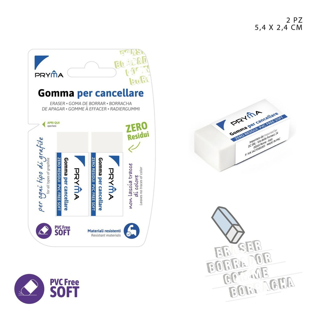 Goma de borrar blanca 5.4X2.4X1.1CM 2pz - Artículos de papelería