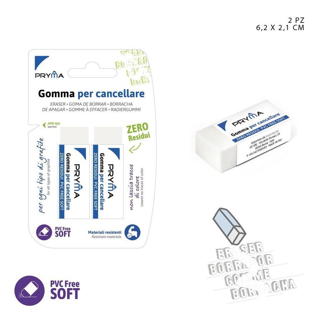 Goma de borrar blanca 2PZ - Utensilios de papelería