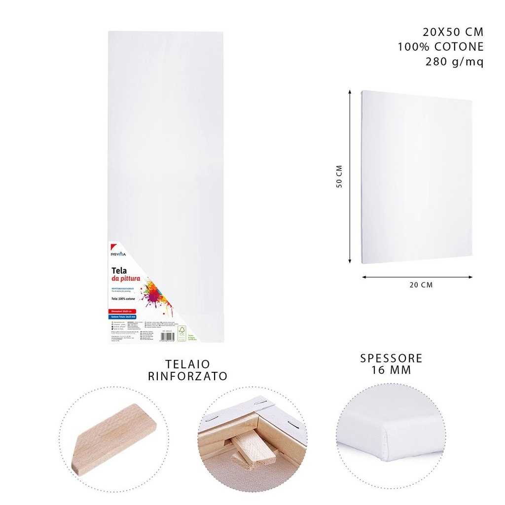 Lienzo 20x50x1.6 cm - Materiales de bellas artes