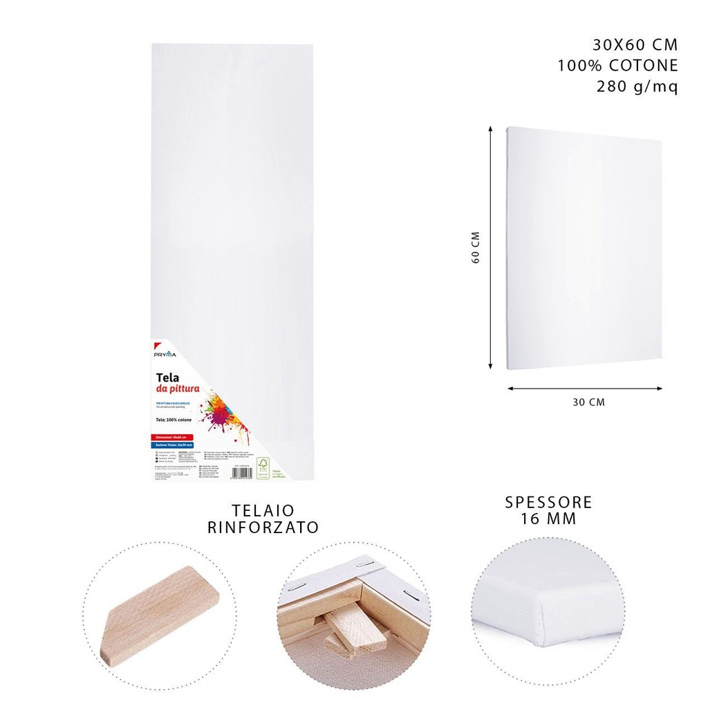 Lienzo 30x60x1.6 cm - Material artístico