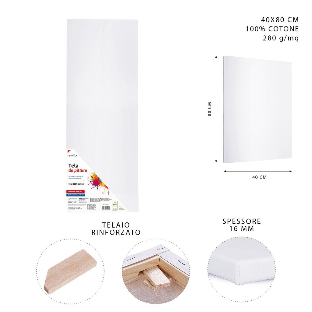 Lienzo 40X80X1.6 CM - Materiales de arte