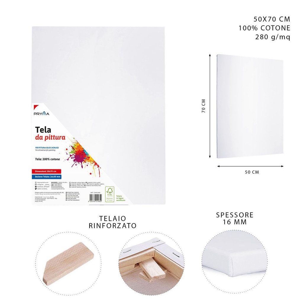 Lienzo 50X70X1.6CM - Materiales de arte