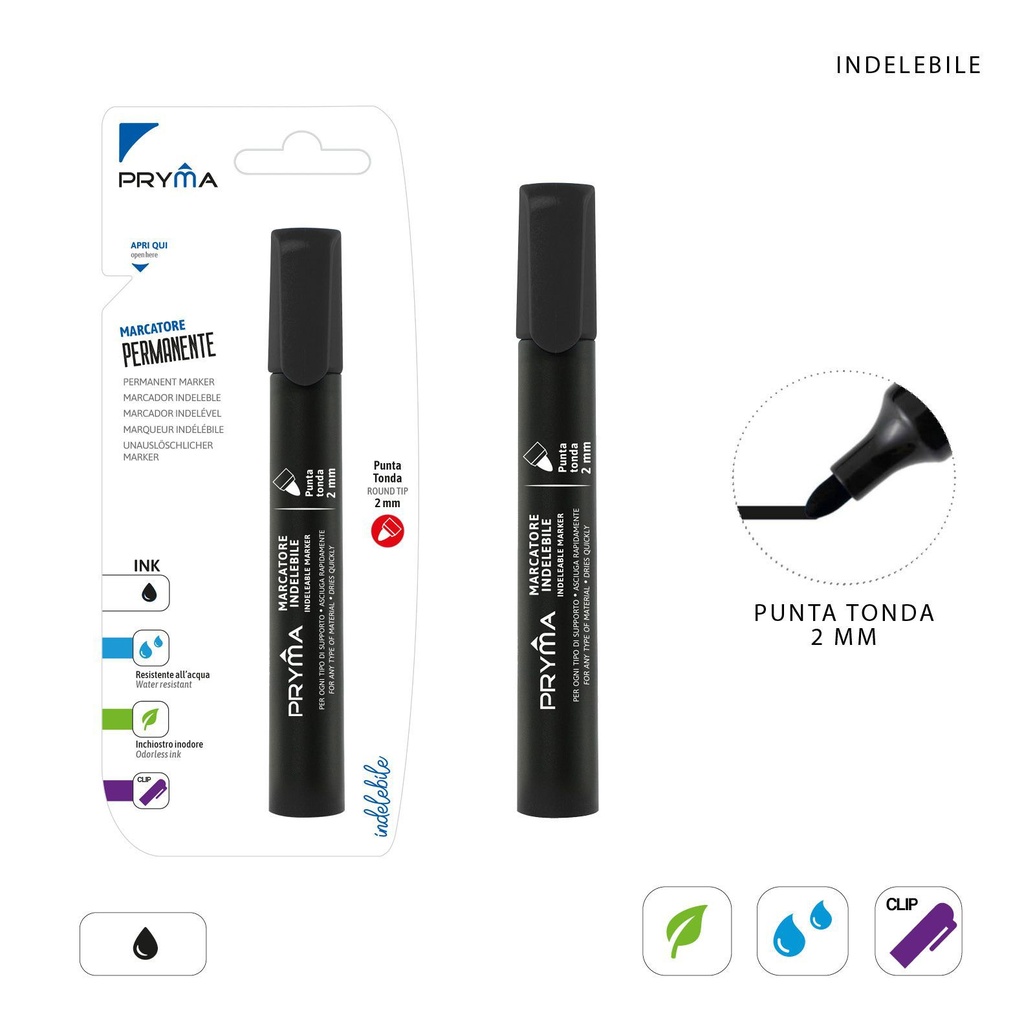 Marcador permanente redondo 2 mm negro - Herramientas de escritura