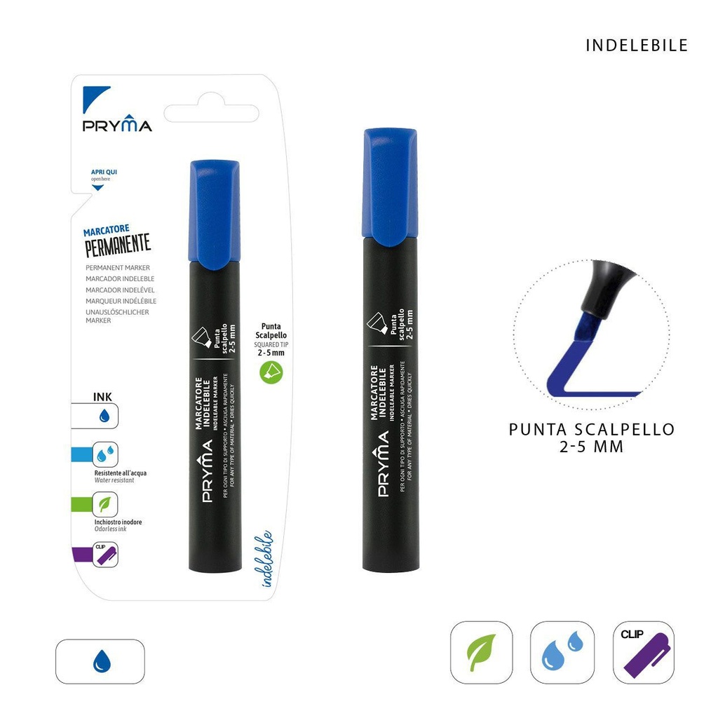 Marcador punta biselada 2-5 mm azul - Herramientas de escritura