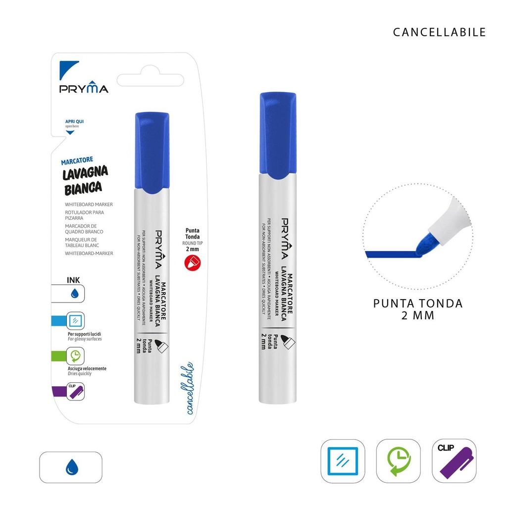 Marcador para pizarra blanca 2 mm azul - Herramientas de escritura